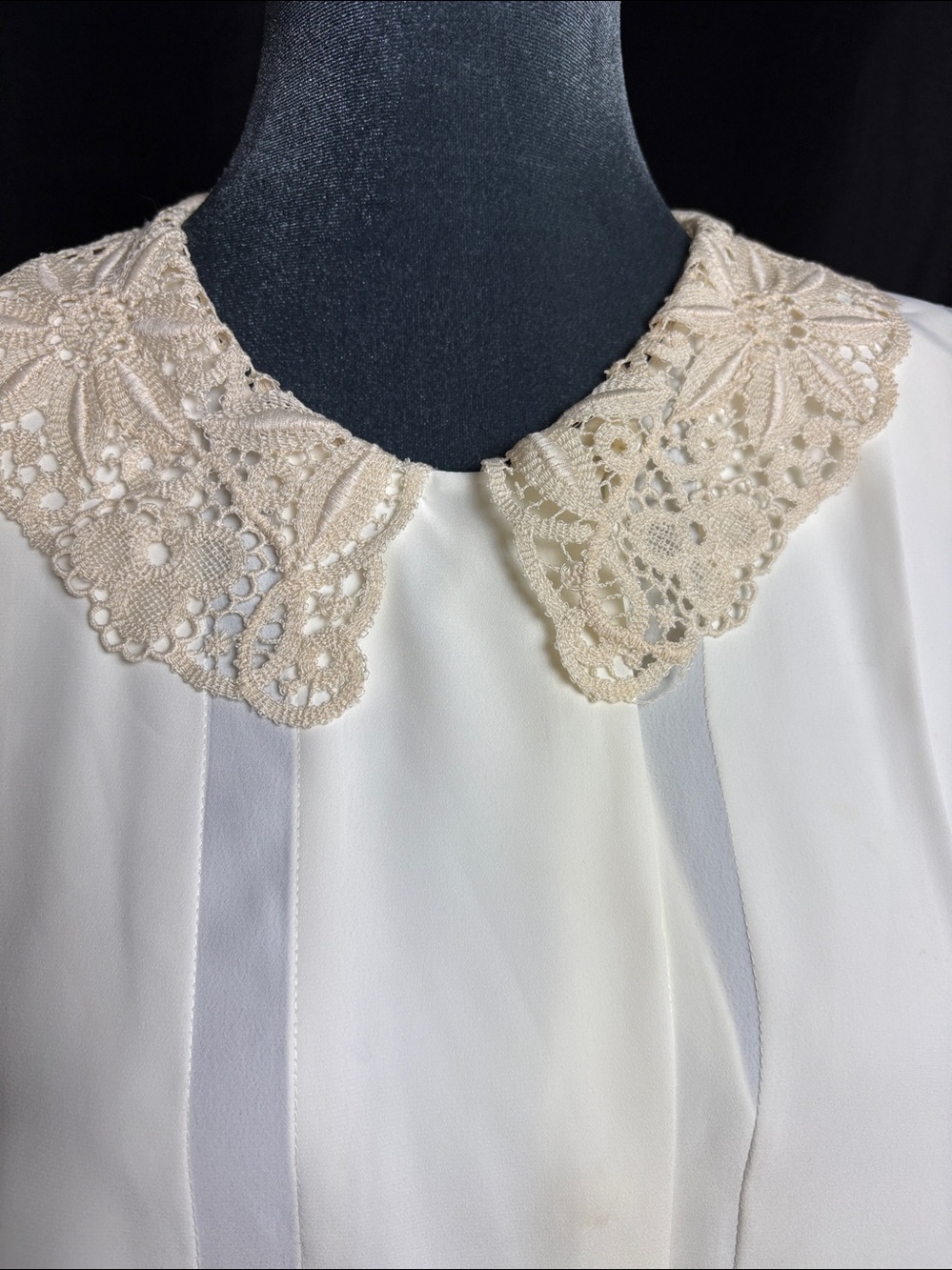 La Chine Classic by Galinda Wang Vintage Lace Collar Blouse Size 12 - Picture 2 of 7